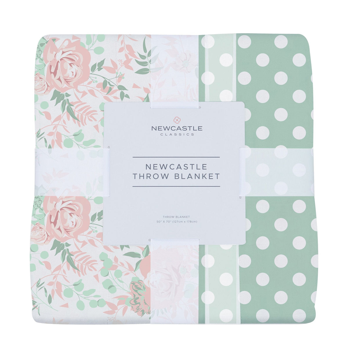 Desert Rose and Jade Polka Dot Cotton Muslin Throw Blanket by Newcastle Classics at Everetts Place