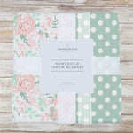 Desert Rose and Jade Polka Dot Cotton Muslin Throw Blanket by Newcastle Classics at Everetts Place