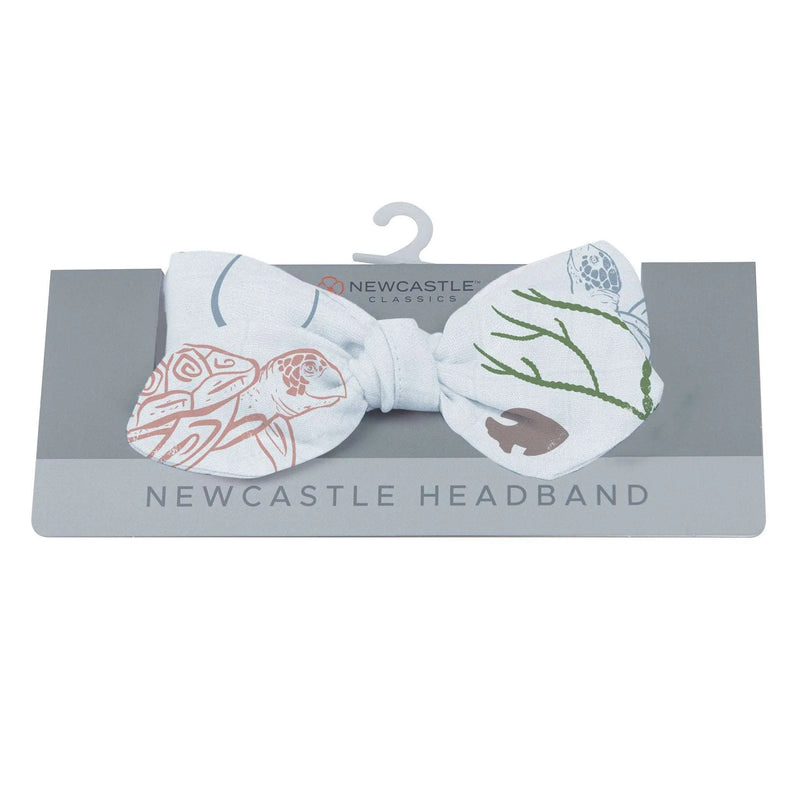 Turtles Bamboo Baby Headband with sea-themed design in one size.
