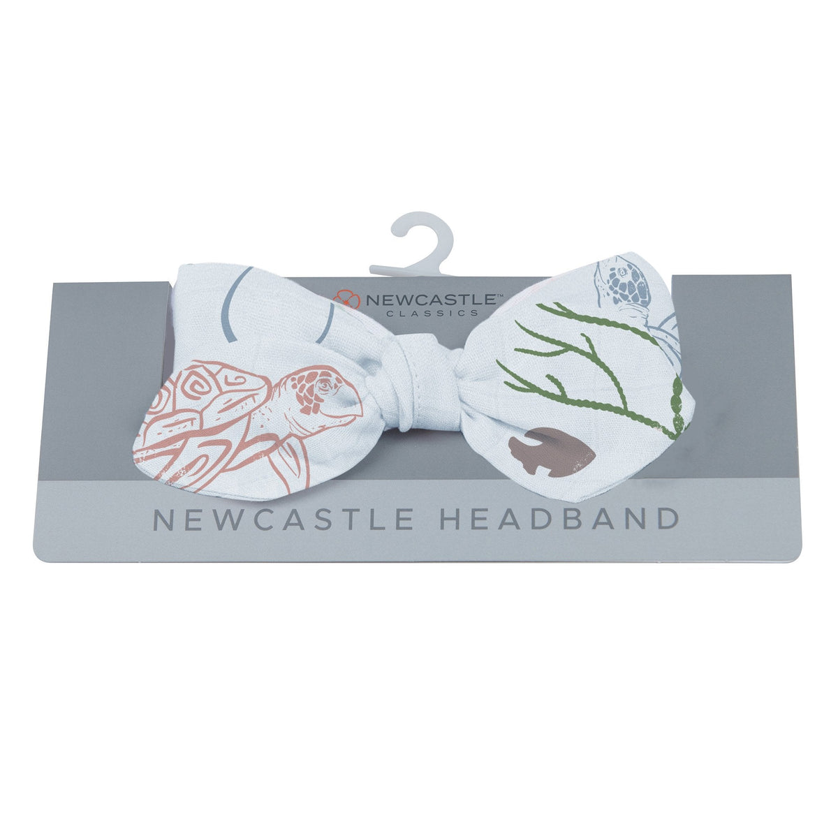 Baby headband in a sea turtle print made from bamboo