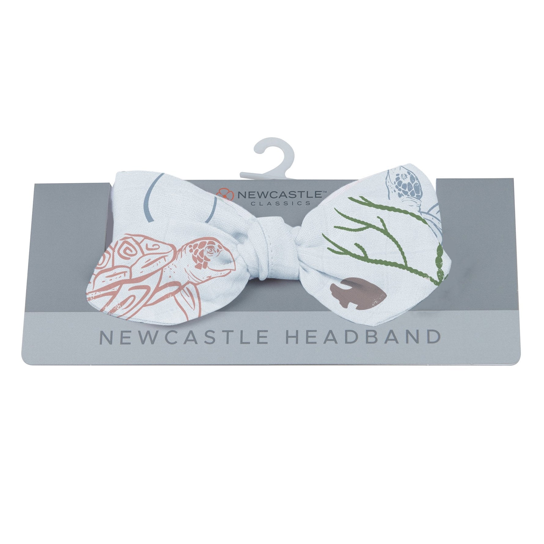 Baby headband in a sea turtle print made from bamboo