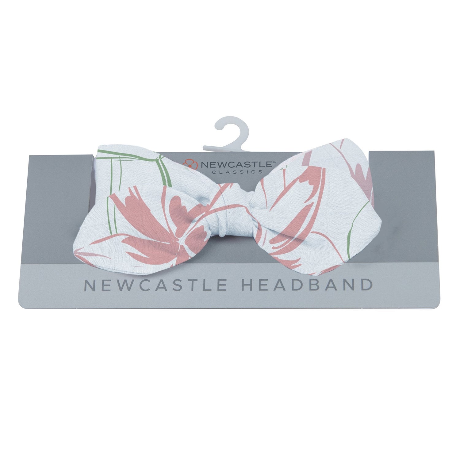 Baby headband in a water lily print with a bow detail