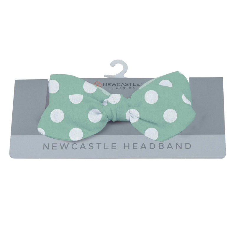 Jade Polka Dot Newcastle Headband in 100% cotton, Horses & Roses collection.
