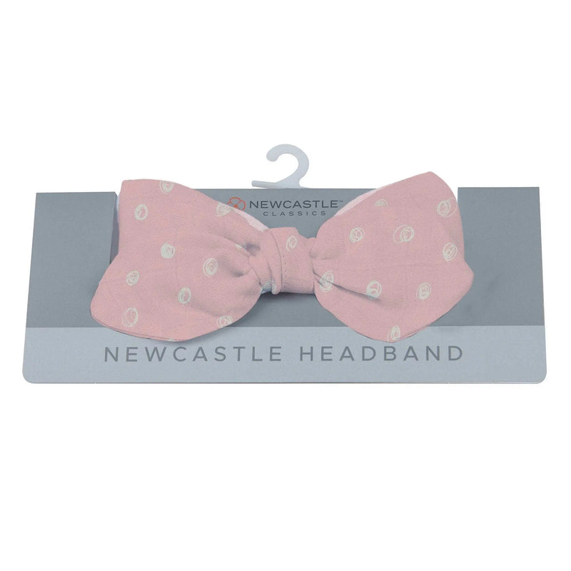 Pink Pearl Polka Dot Newcastle Headband made from 100% bamboo in one size.