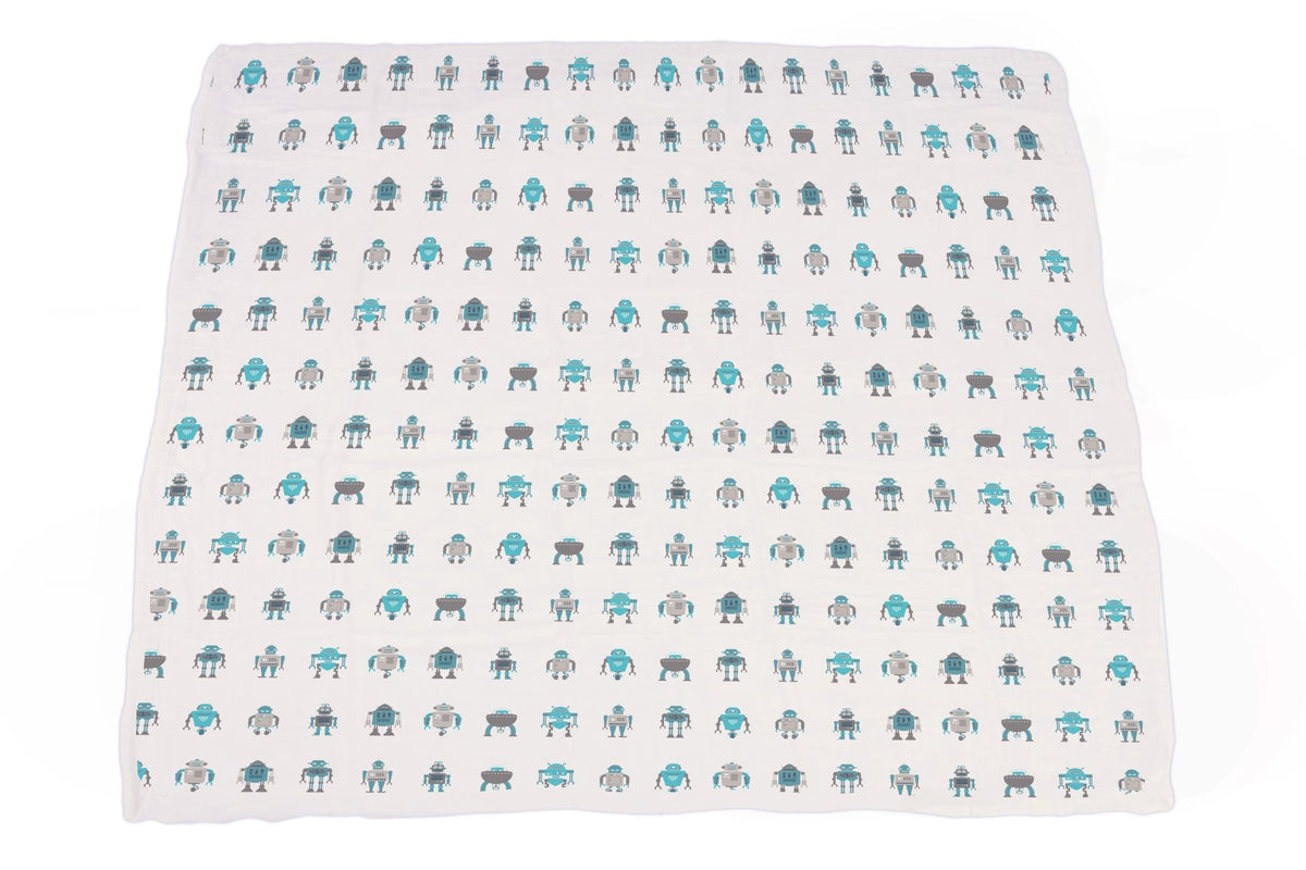 Robots Cotton Muslin Newcastle Blanket by Newcastle Classics at Everetts Place