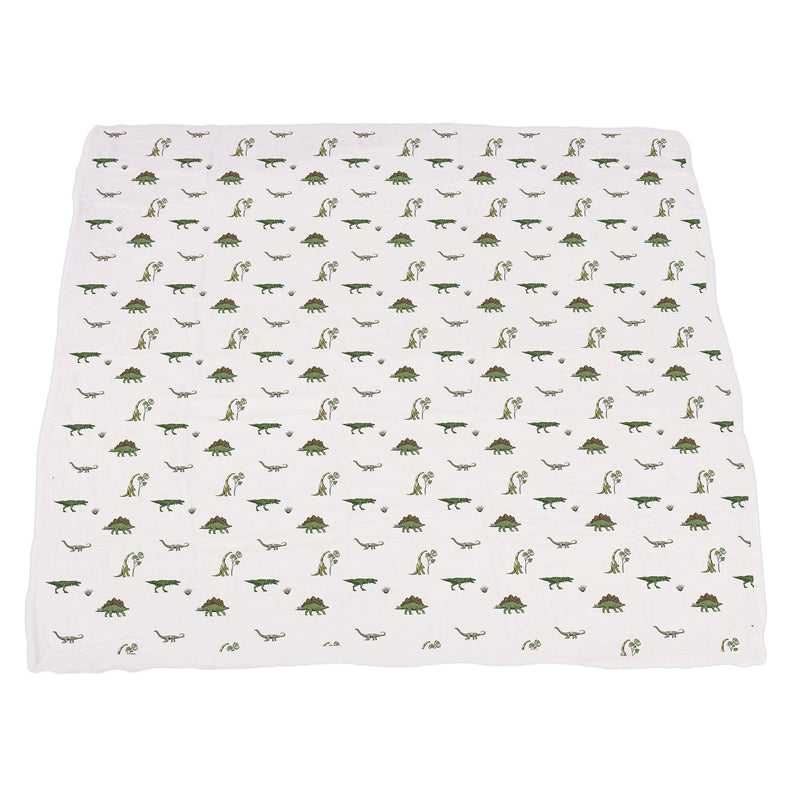 Dino Days and Tropical Forest Newcastle Blanket - kids' cotton muslin, 47" x 47", dinosaur print.