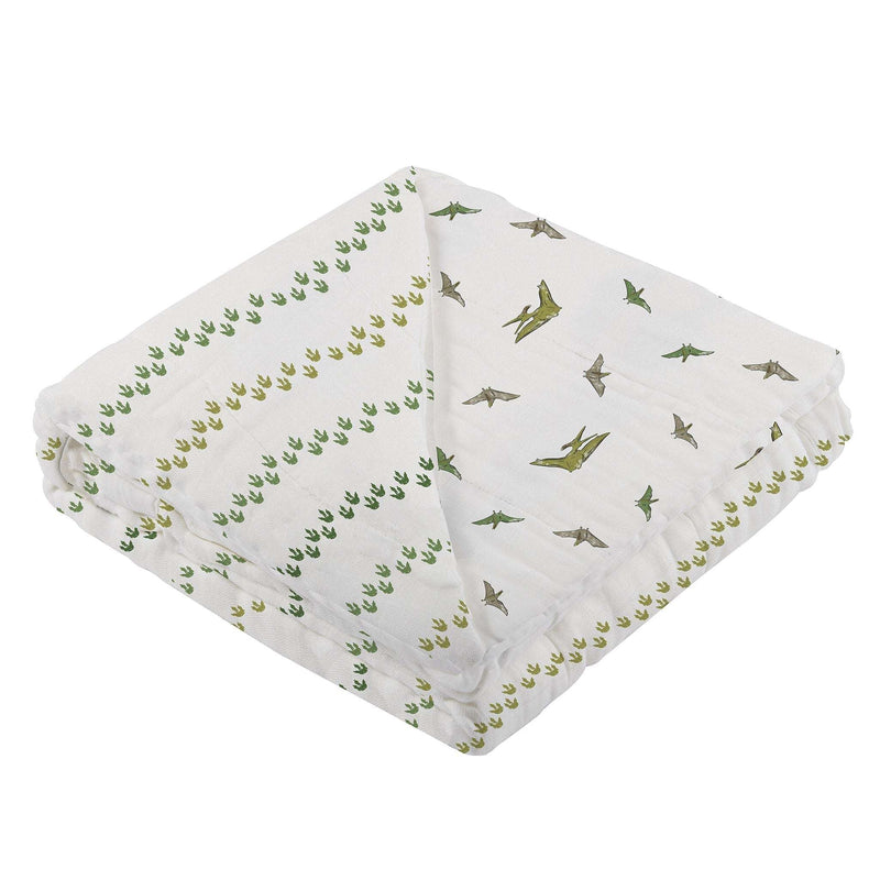 Pteranodon & Dino Feet Newcastle Blanket and Swaddle Gift Box Set in 100% Natural Cotton Muslin.