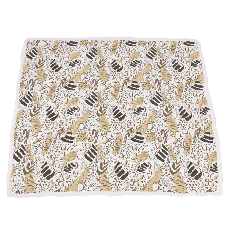 Hungry Giraffe and Animal Print Bamboo Muslin Blanket, 100% natural bamboo, 47"x47".