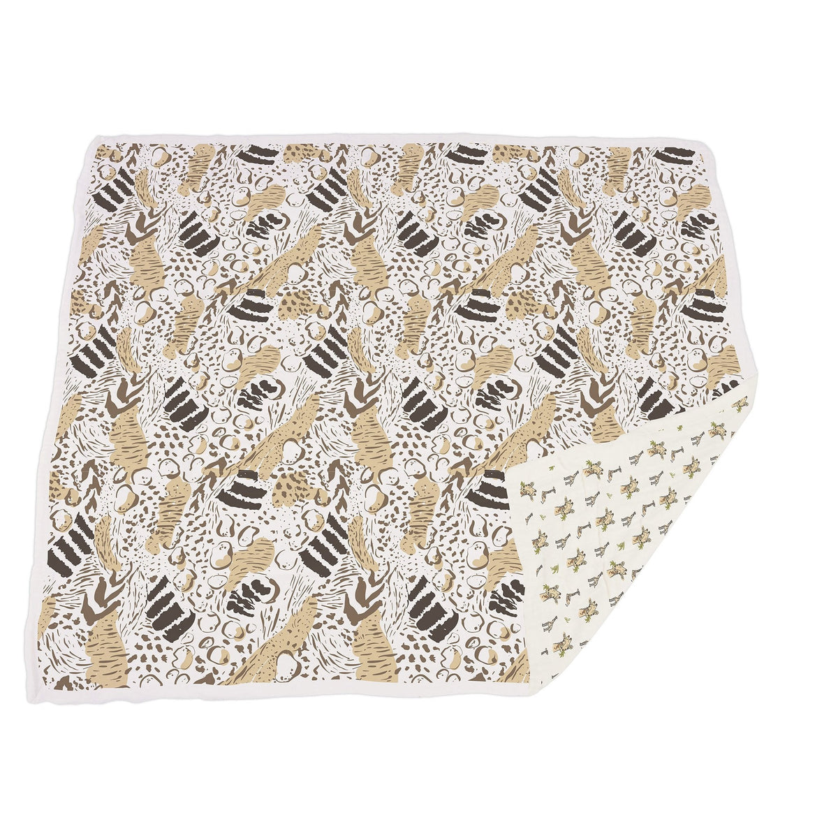 Hungry Giraffe and Animal Print Bamboo Muslin Newcastle Blanket by Newcastle Classics