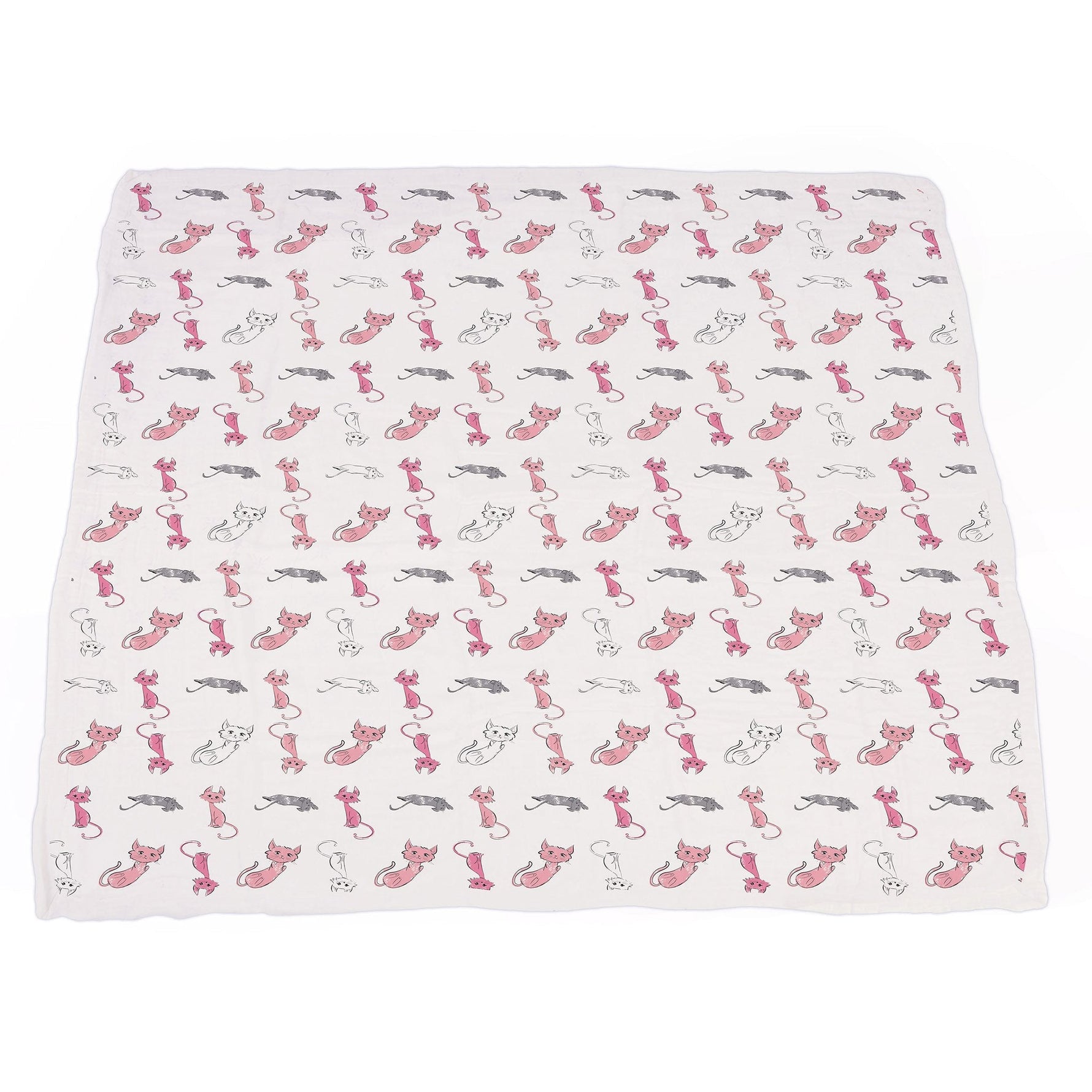 Playful Kitty and Candy Stripe Bamboo Muslin Newcastle Blanket by Newcastle Classics at Everetts Place