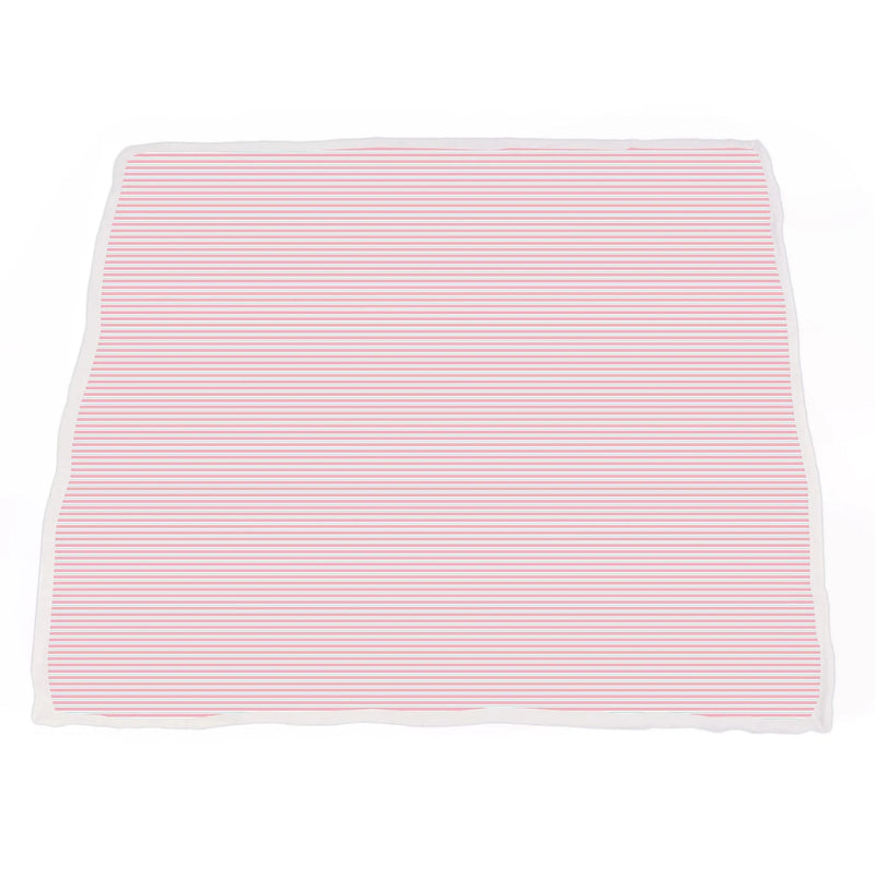 Playful Kitty and Candy Stripe bamboo muslin blanket, 47" x 47", made of 100% natural bamboo fibers.