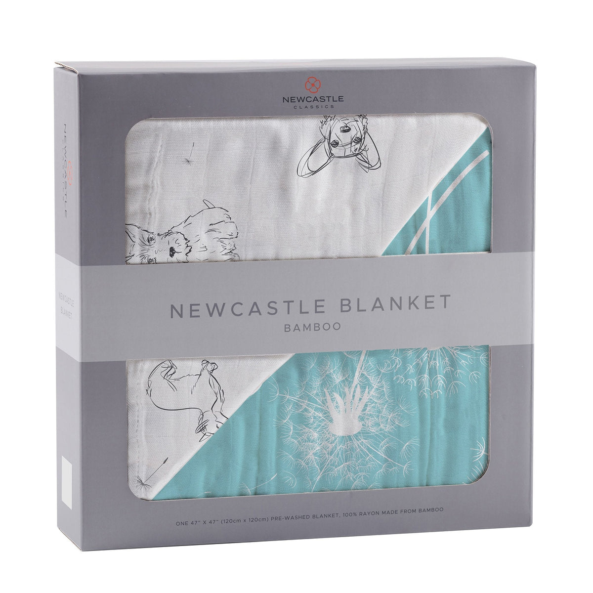 Corgi and Dandelion Seeds Bamboo Muslin Newcastle Blanket by Newcastle Classics at Everetts Place