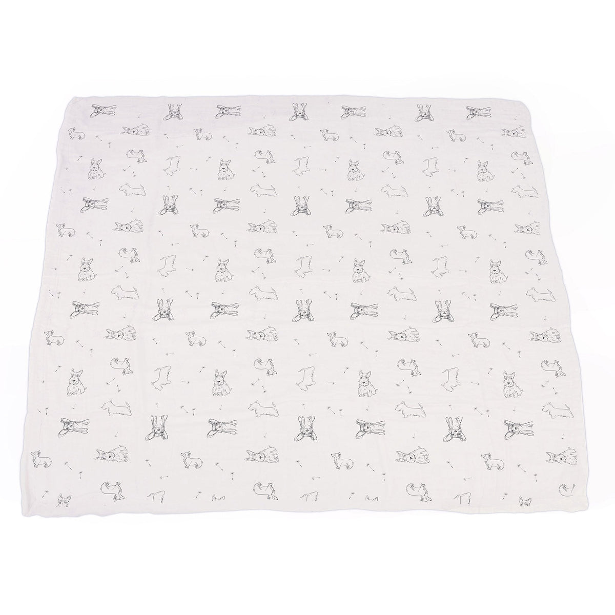 Corgi and Dandelion Seeds Bamboo Muslin Newcastle Blanket by Newcastle Classics at Everetts Place