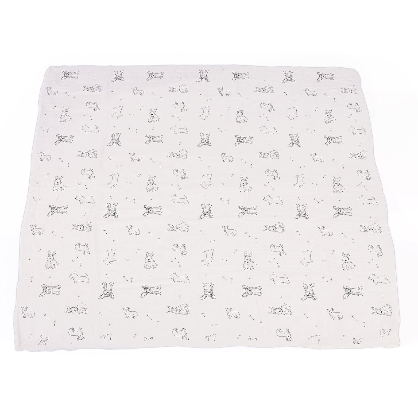 Corgi and Dandelion Seeds Bamboo Muslin Newcastle Blanket by Newcastle Classics at Everetts Place