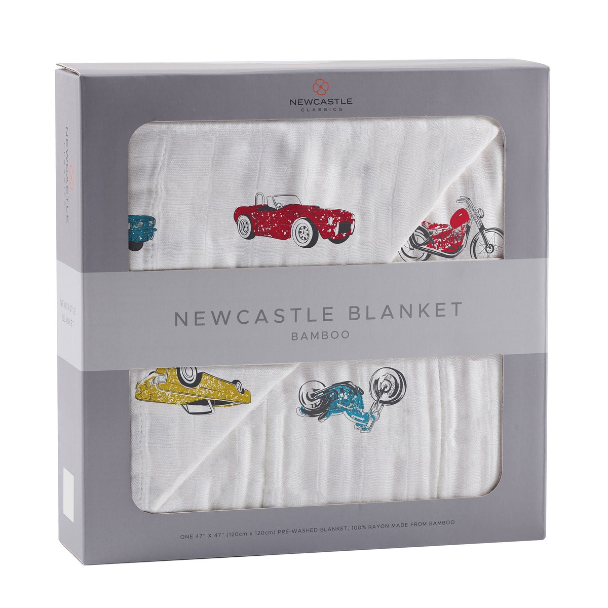 Vintage Muscle Cars and Motorcycles Bamboo Muslin Newcastle Blanket by Newcastle Classics at Everetts Place