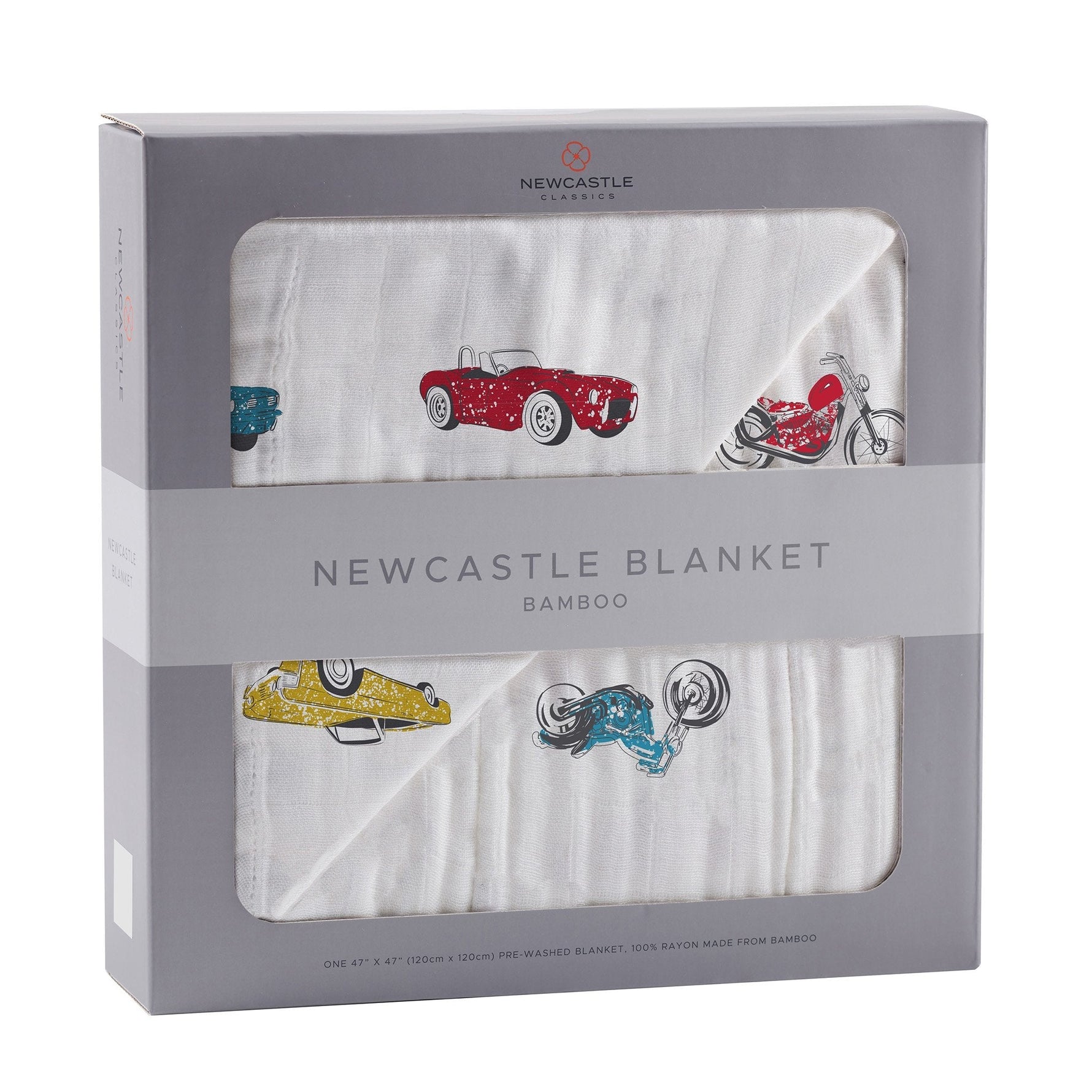 Vintage Muscle Cars and Motorcycles Bamboo Muslin Newcastle Blanket by Newcastle Classics at Everetts Place