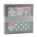 Desert Rose & Jade Polka Dot Cotton Muslin Blanket by Newcastle Classics at Everetts Place