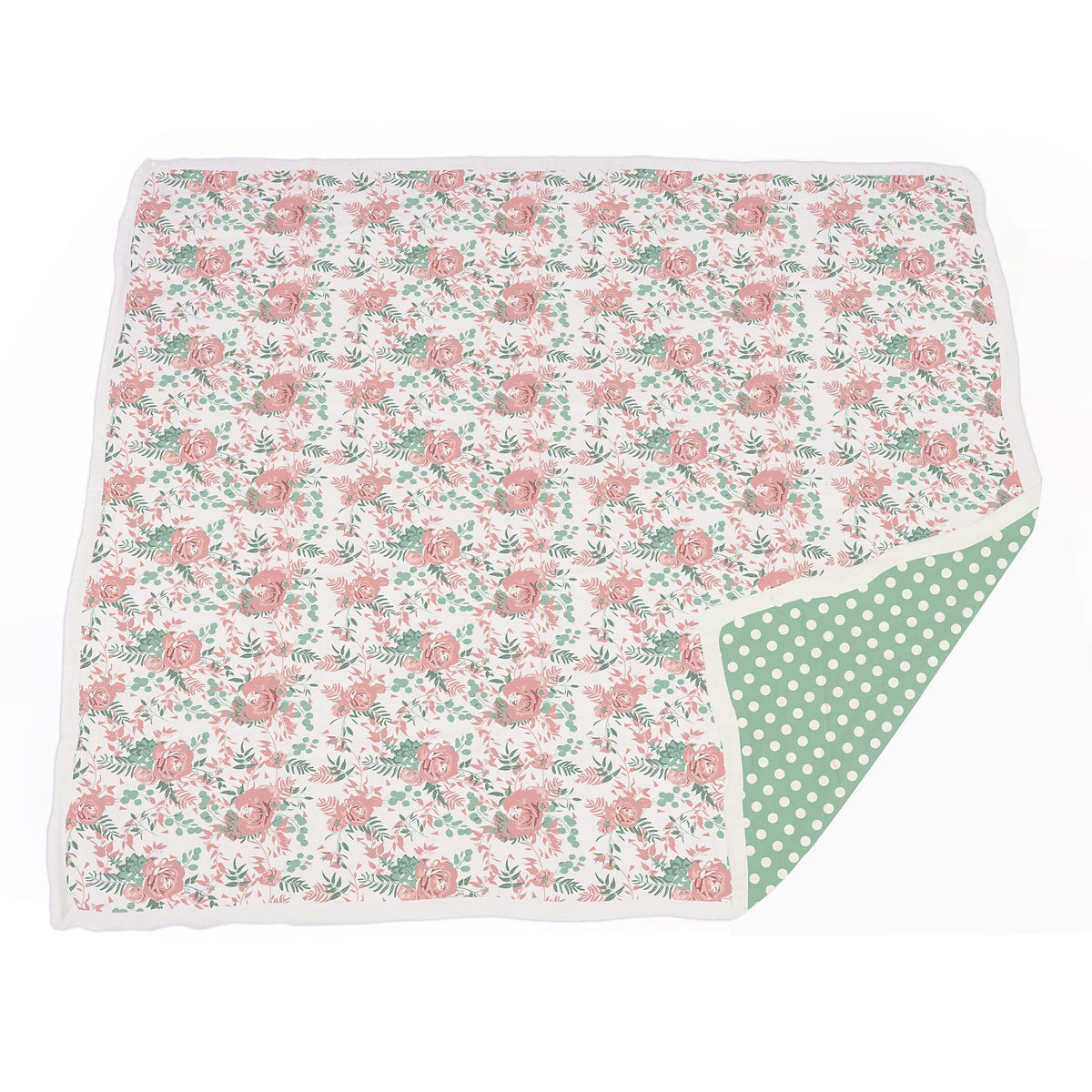 Desert Rose & Jade Polka Dot Cotton Muslin Blanket by Newcastle Classics at Everetts Place