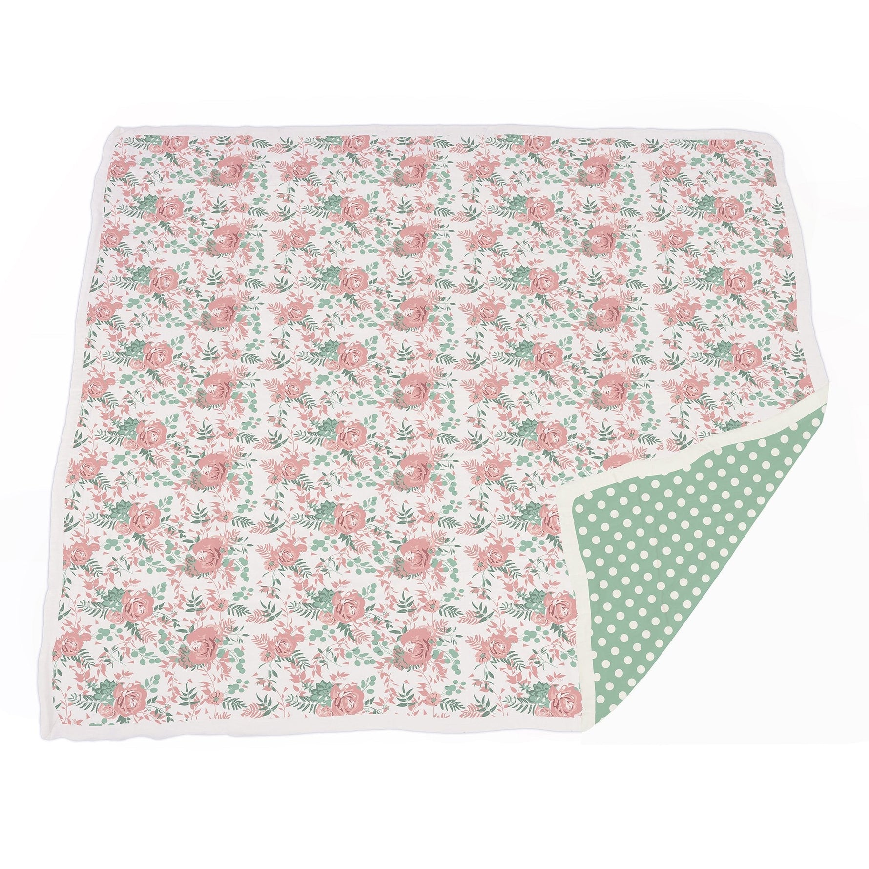 Desert Rose & Jade Polka Dot Cotton Muslin Blanket by Newcastle Classics at Everetts Place
