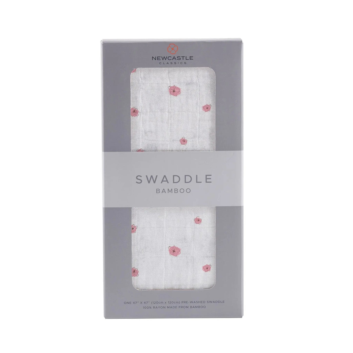Pink Flower Bamboo Muslin Swaddle Blanket Soft Breathable Versatile Baby Accessory Newcastle Classics
