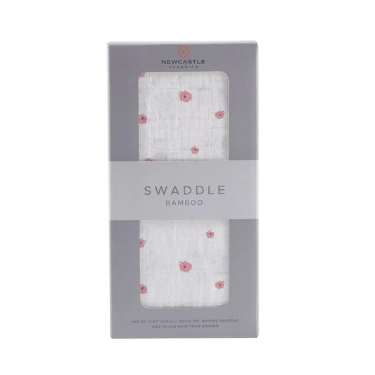 Pink Flower Bamboo Muslin Swaddle Blanket Soft Breathable Versatile Baby Accessory Newcastle Classics