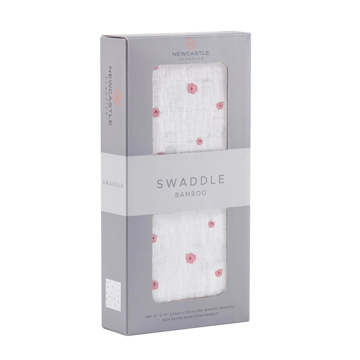 Pink Flower Bamboo Muslin Swaddle Blanket Soft Breathable Versatile Baby Accessory Newcastle Classics