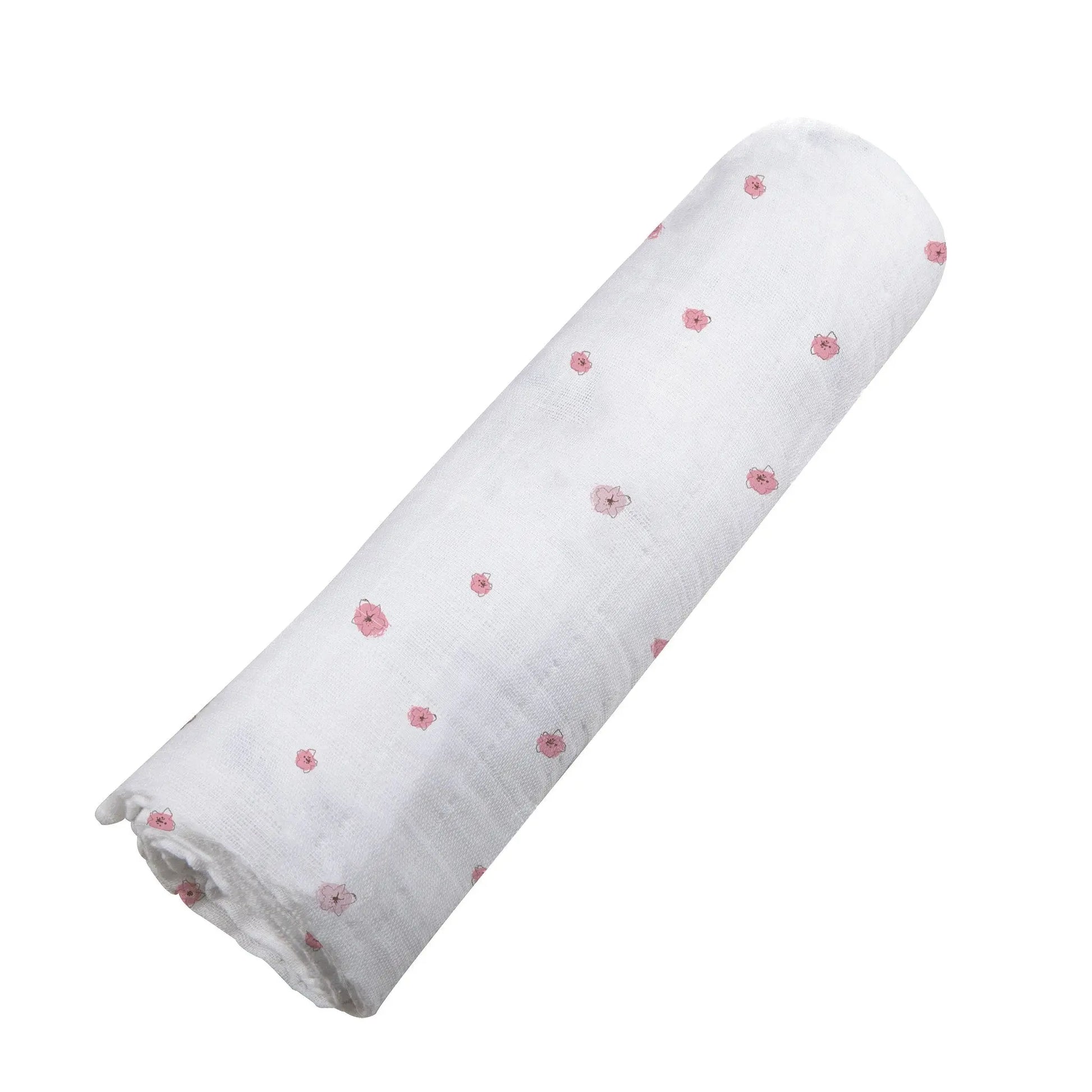 Pink Flower Bamboo Muslin Swaddle Blanket Soft Breathable Versatile Baby Accessory Newcastle Classics