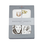 Organic Hear Me Roar Lion and Rhinos and Elephants Bamboo Changing Pad Cover/Bassinet Sheets by Newcastle Classics at Everetts Place