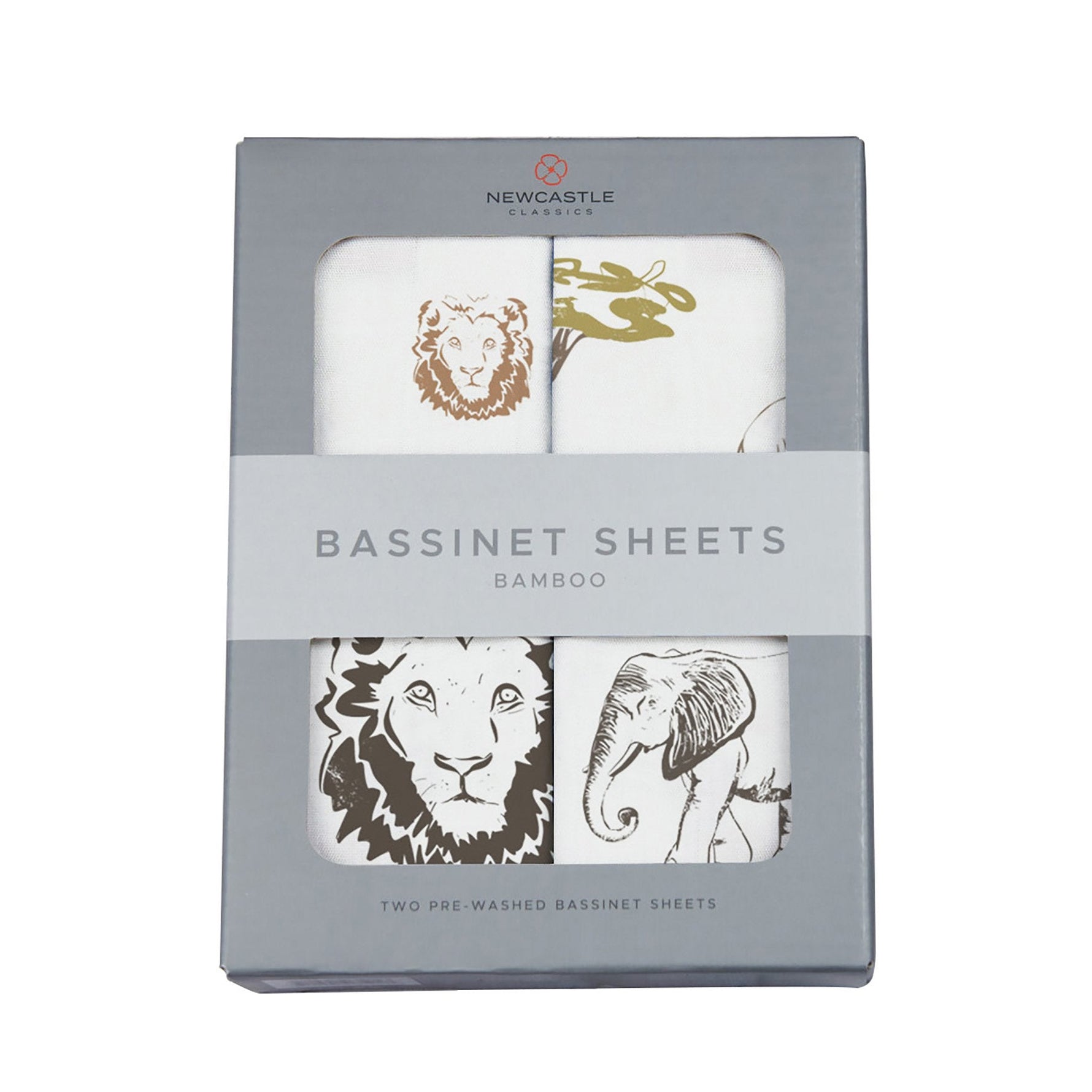 Organic Hear Me Roar Lion and Rhinos and Elephants Bamboo Changing Pad Cover/Bassinet Sheets by Newcastle Classics at Everetts Place