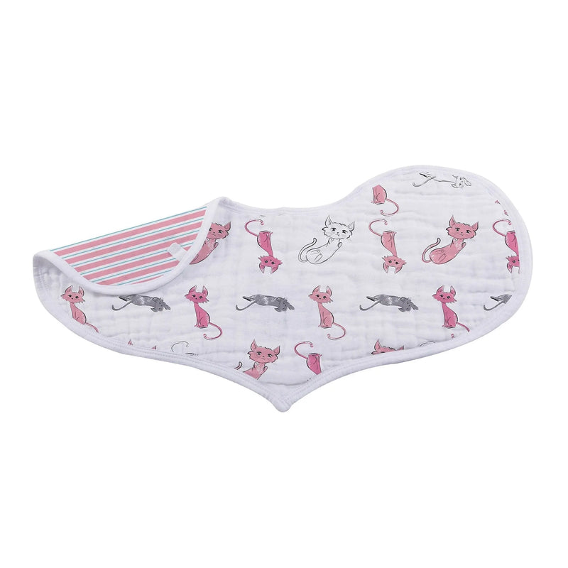 Dandelions Bamboo Heart Bib, soft bamboo muslin, snap closure, extra absorbent, 21"x9.5".