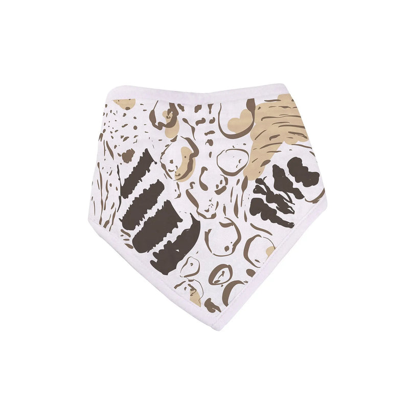 On The Savannah Bamboo Bandana Bib with stylish design and snap closures.