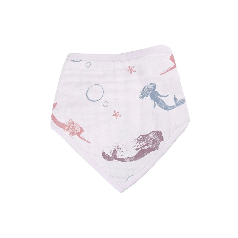 Under The Sea Bamboo muslin bandana bib with mermaid print.