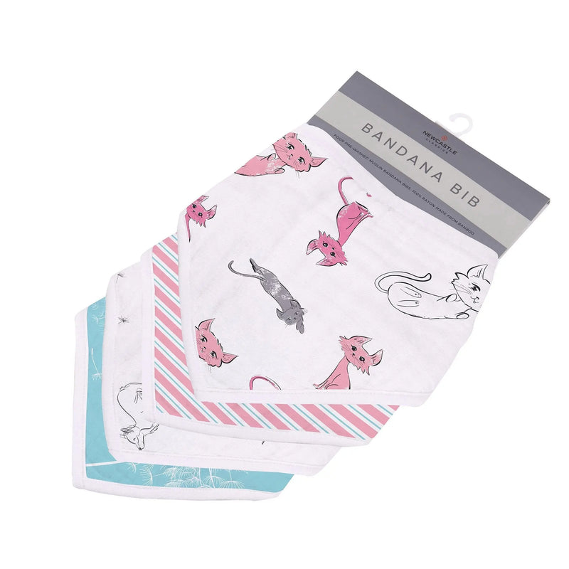 Dandelions Bamboo Bandana Bib 4PK with colorful prints, made from soft 100% natural bamboo muslin.
