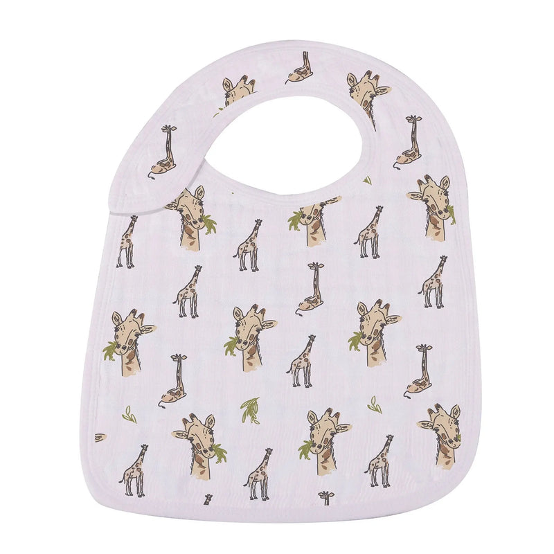 Bamboo muslin bib with giraffe pattern, 3-pack, On The Savannah collection.