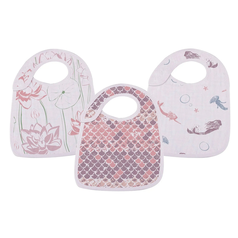 Under the Sea Bamboo Muslin Snap Bibs 3-Pack with ocean-themed designs.