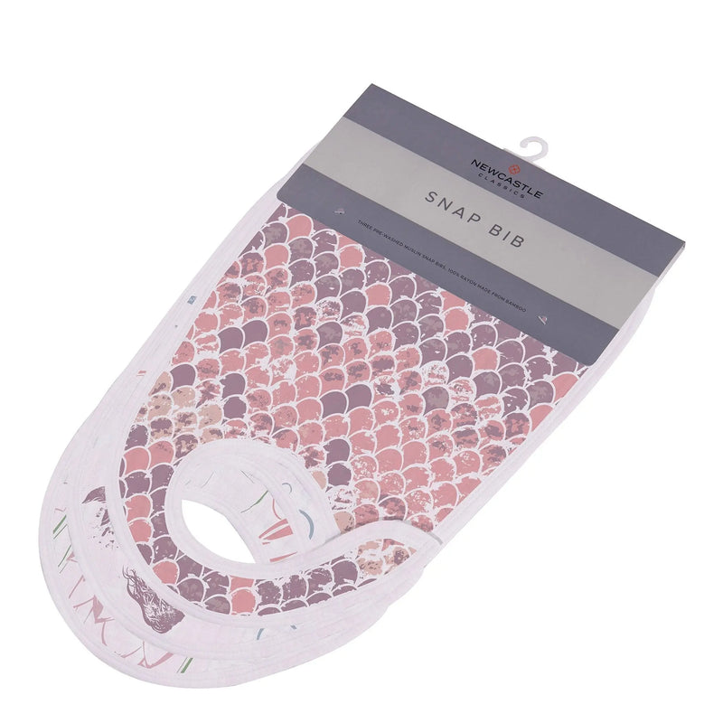 Under The Sea Bamboo Muslin Snap Bibs 3PK - Soft, natural, extra absorbent baby bibs.