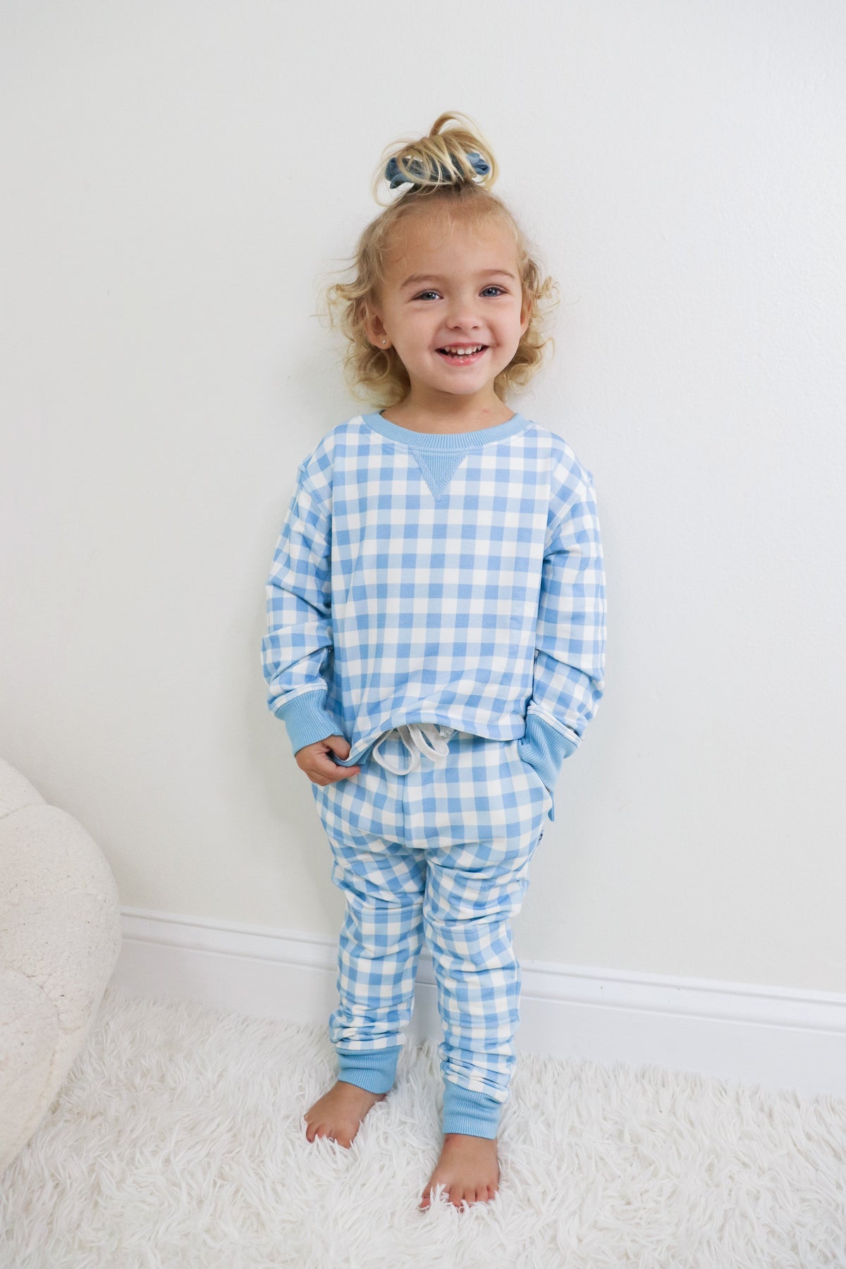 DREAM BIG LITTLE CO SKY BLUE GINGHAM DREAM JOGGEREveretts Place