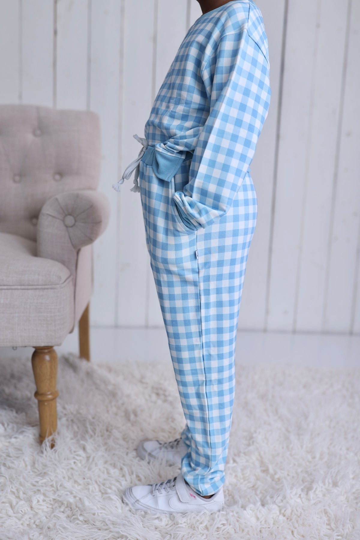 DREAM BIG LITTLE CO SKY BLUE GINGHAM DREAM JOGGEREveretts Place
