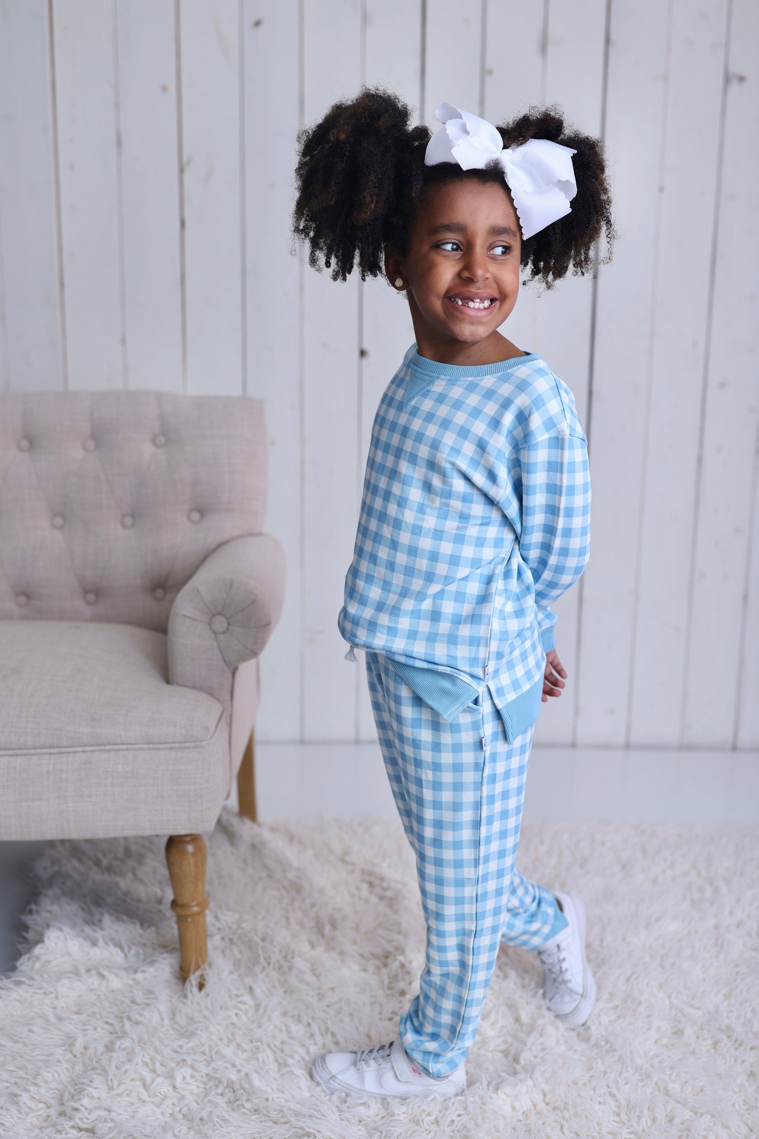 DREAM BIG LITTLE CO SKY BLUE GINGHAM DREAM JOGGEREveretts Place