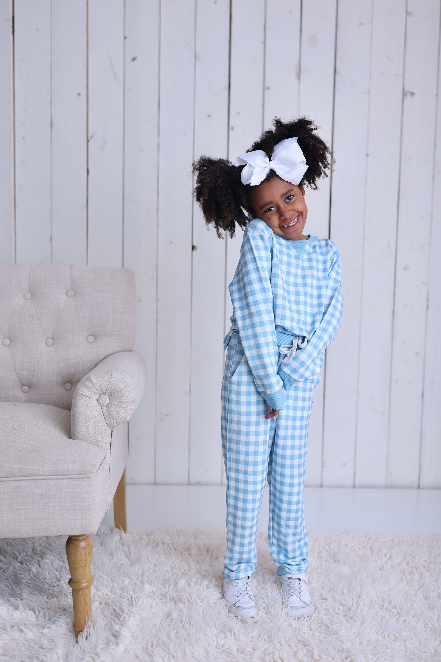 DREAM BIG LITTLE CO SKY BLUE GINGHAM DREAM PULLOVEREveretts Place