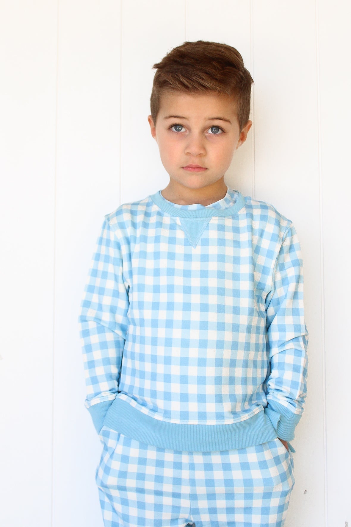 DREAM BIG LITTLE CO SKY BLUE GINGHAM DREAM PULLOVEREveretts Place