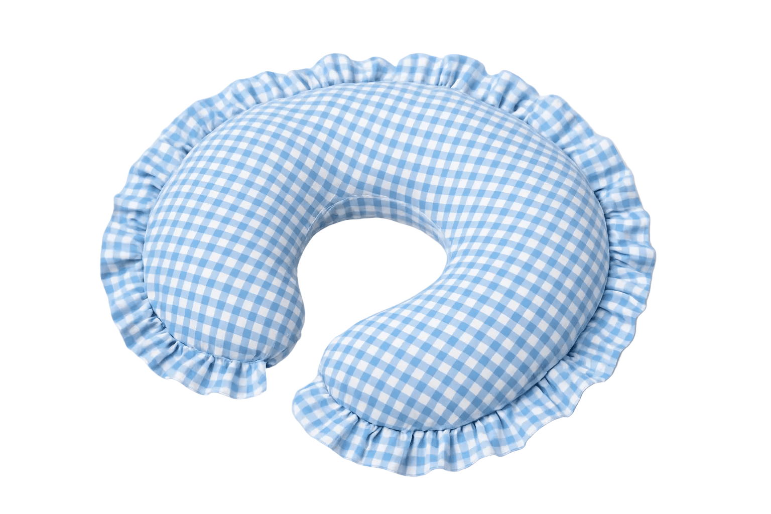 Little Mae & Co Sky Blue Gingham Ruffle Nursing Pillow Cover - 
