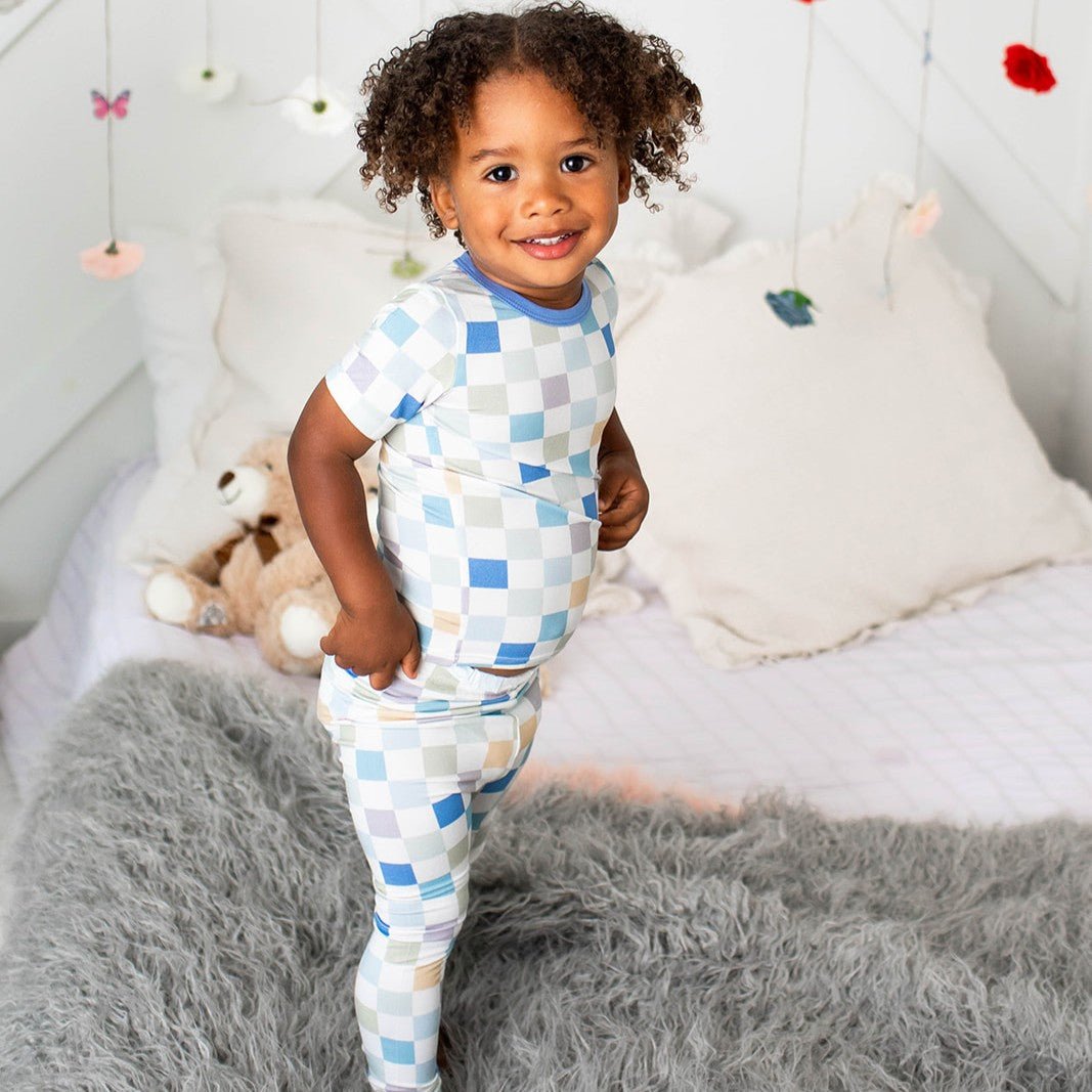 Bamboo Pajamas, Skye Checks, Short Sleeve by Bestaroo