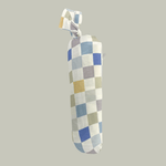 Skye Checks swaddle blanket with a soft checked pattern in cool tones, laid out flat.