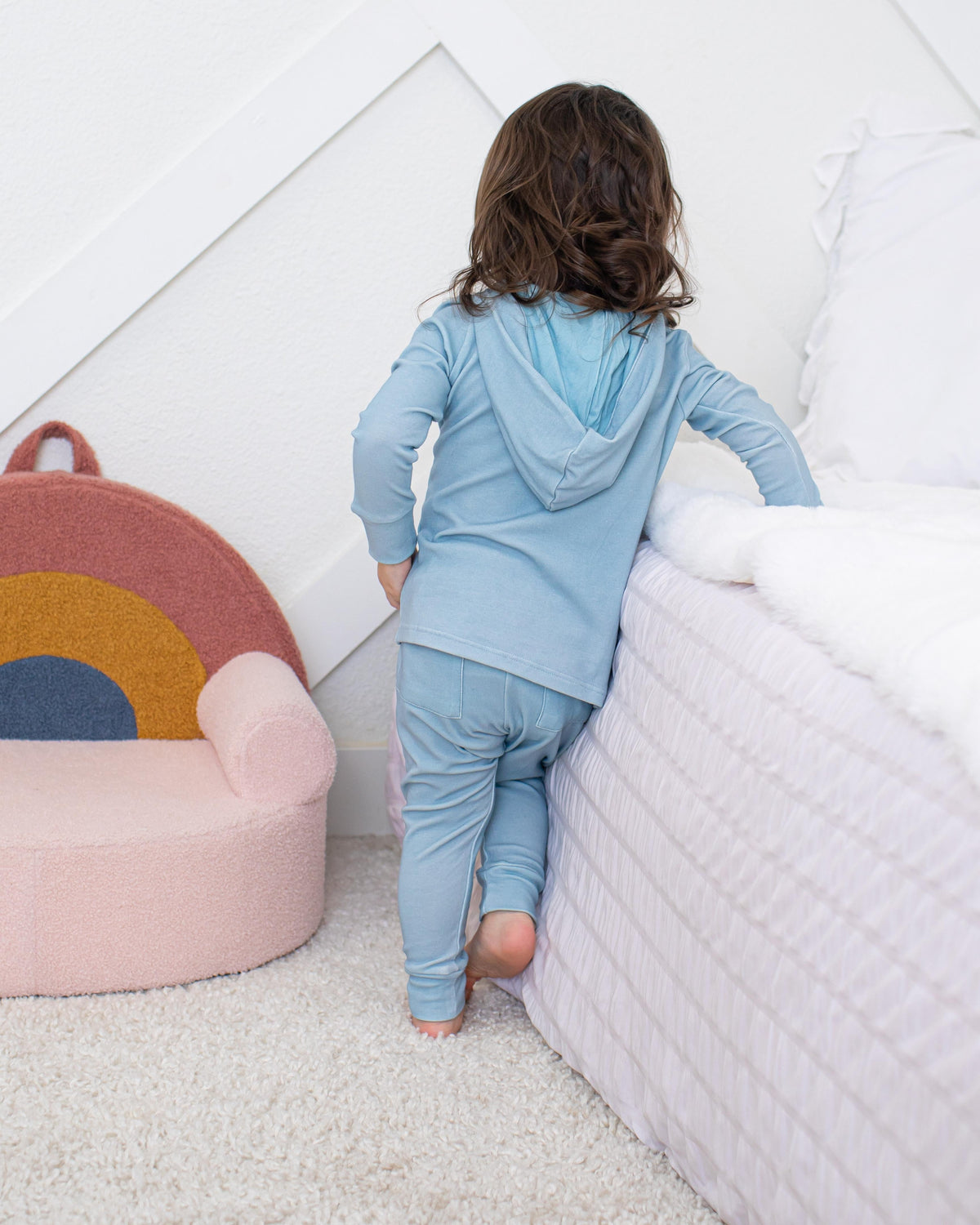 Relaxed fit baby joggers in a solid color with elastic waistband and drawstring ties