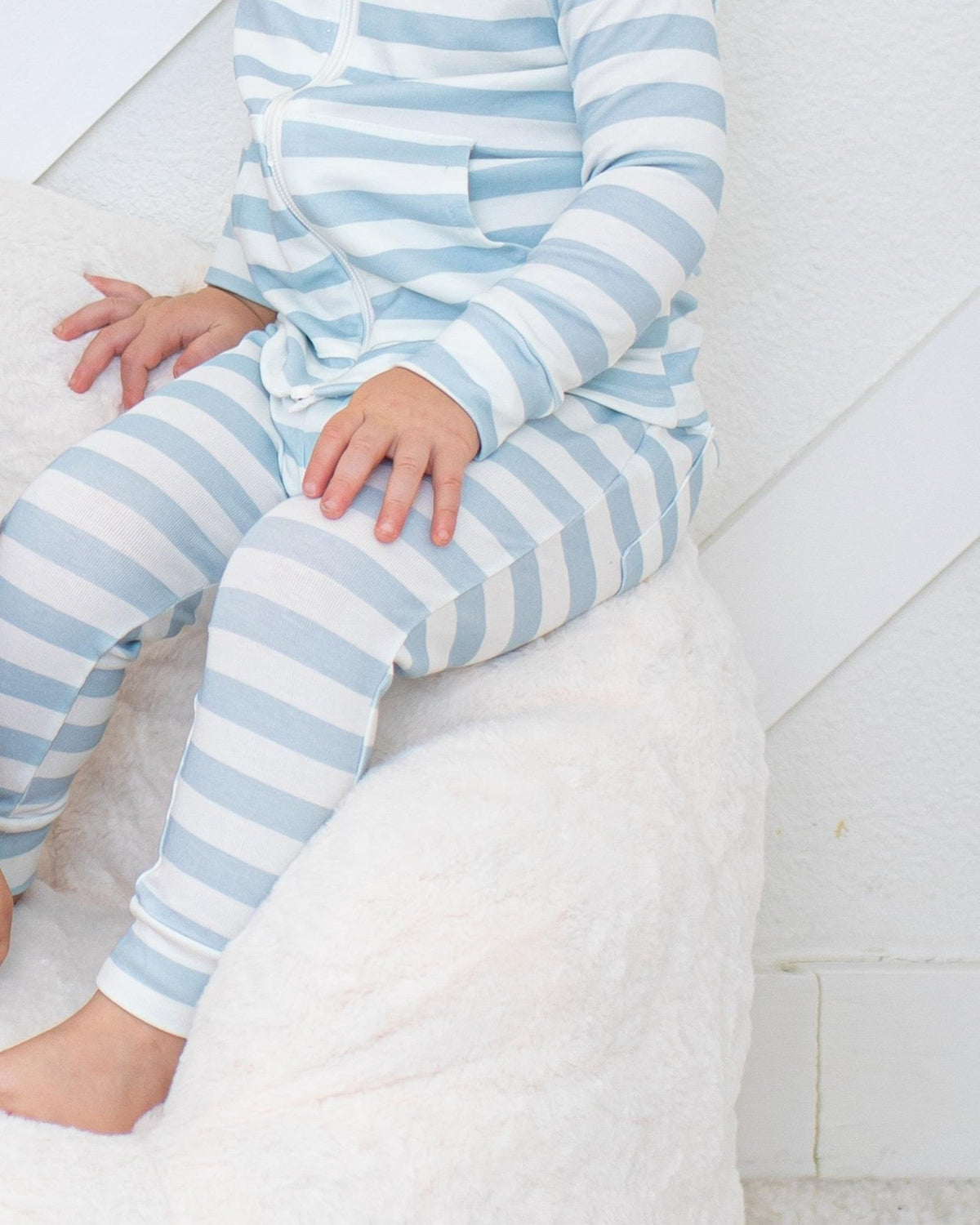 Relaxed fit baby joggers in Skye stripes with elastic waistband and drawstring