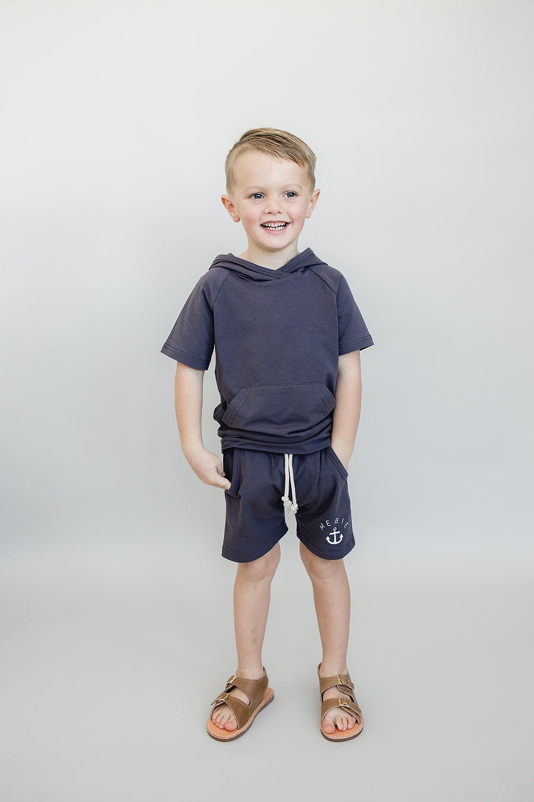 Mebie Baby Slate Anchor Pocket Shorts - 