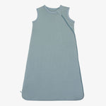 Sleeveless slate blue baby sleep bag with a full-length zipper