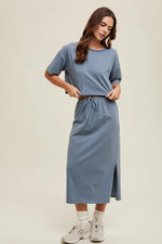 PinkBlush Slate Short Sleeve Maternity Midi Skirt Set - 