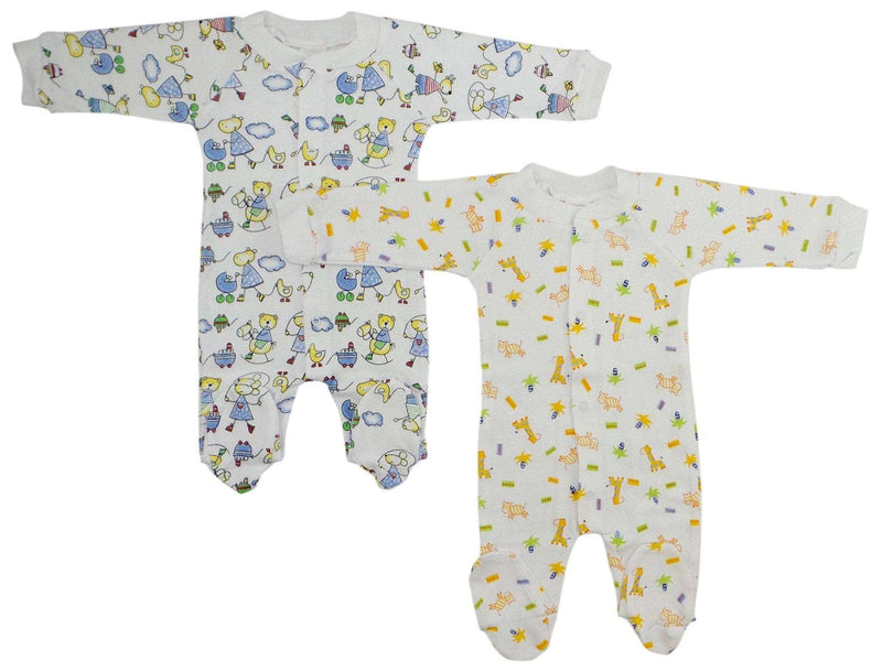 Sleep and Play Baby Grow Long Johns, pack of 2, assorted patterns, sizes S to L.